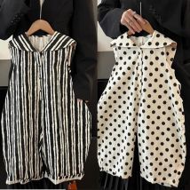 Estate nuovi vestiti casual per ragazzi e ragazze a pois striscia verticale stampata tuta per bambini abbigliamento semplice per bambini di base
