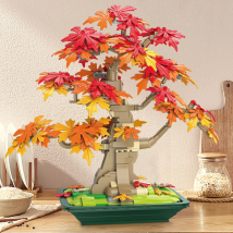 DK025 Bonsai Ahornbaum Heimdekoration, Bausteine Baummodell Montage Dekoration, Spielzeugbaum, Weihnachtsspielzeuggeschenk für Mädchen