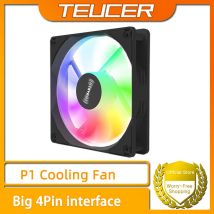 TEUCER P1 Wentylator PC Duży 4-calowy 120 mm 12 V RGB Kolorowy efekt świetlny Wentylator chłodzący obudowę chłodnicy komputera stacjonarnego