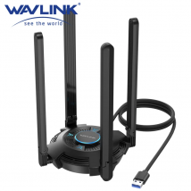 Adattatore WiFi USB WAVLINK per PC AX5400 Adattatore di rete wireless tri-banda 2.4/5/6GHz con 4 antenne 5dBi ad alto guadagno per desktop