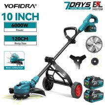 YOFIDRA-cortadora de césped eléctrica sin escobillas, 6000W, 10 pulgadas, cortadora de césped plegable, herramienta eléctrica de jardín para Pin de batería Makita de 18V