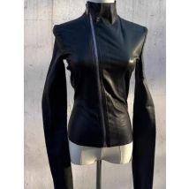 Black Slim Long Sleeve Hot Girl Leather Jacket Women Darkly Gothic Zipper Thin Skinny Coat Female Hepburn Y2k Vintage Clothes