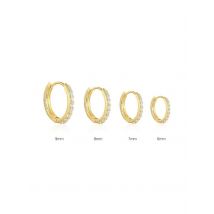 Aide 925 Sterling Silver 6-9mm Cubic Zirconia Jeweled Gold Hoop Earrings For Women Clear Crystal Rose Red Huggie Earrings Gift
