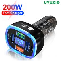 UYUXIO Caricatore per telefono da auto USB C 6 in 1 con display di tensione Adattatore di ricarica super veloce per Samsung iPhone 16 15 Pro Max Oneplus