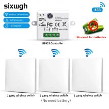 SIXWGH 433 MHz intelligenter kabelloser Schalter 10 A/AC100–240 V, wasserdicht/keine Verkabelung, Installation, intelligente Fernbedienung für Zuhause