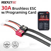 ROCKET-RC 30A Brushless ESC with LED Programing Card Combo MINI 28 Pro 2S LiPo BEC 3A 6V/7.4V for 1/28 1/27 RC Car Upgrades