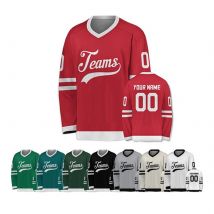 Personalisiertes Eishockey-Trikot für Jugendliche und Kinder, individuell bedrucktes Hockey-Shirt mit Teamnamen und Nummer, V-Ausschnitt, lange Ärmel, Sportbekleidung S-XL