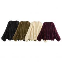 Camicia casual da donna con volant da donna allentata con lacci scava fuori scollo a V top camicette primaverili abbigliamento donna 4786063