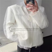 2024 Original Design Gaze Patchwork weißen Anzug für Männer und Frauen Super Sensen Stil Anzug Jacke hohe Qualität