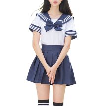 Matrosenanzug Schuluniform-Sets JK Schuluniformen für Mädchen weißes Hemd und dunkelblauer Rockanzug Student Cosplay Schuluniform
