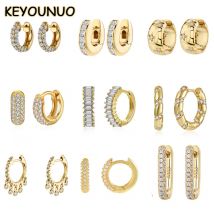 KEYOUNUO Gold Gefüllt CZ Hoop Ohrringe Für Frauen Piercing Weiß Zirkon Huggie Ohrringe Fashion Party Hochzeit Schmuck Großhandel