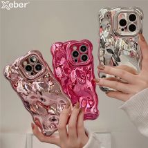 Luxus-Beschichtung, Falten, gewellt, lockiger Rand, Handyhülle für iPhone 16, 15, 11, 12, 13, 14 Pro Max, 3D-Unevenness-Kamera-Schutzhülle