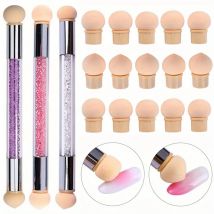 Penna per ombreggiatura sfumata a doppia estremità Pennello per punteggiare Testa in spugna Manico con strass Pennello per nail art Strumenti per manicure per pittura su unghie