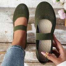 Autunno nuove donne moda punta tonda piatta antiscivolo scarpe da donna tinta unita maglia bocca superficiale slip-on scarpe da donna di grandi dimensioni