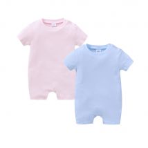 Kavkas 2-teiliges Set Baby-Strampler für Jungen und Mädchen, kurzärmelig, O-Ausschnitt, 100 % Baumwolle, Sommer-Säuglingskleidung