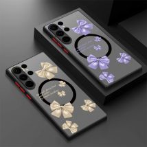 Bowknot Print Fall Für Samsung Galaxy S25 S23 S24 Ultra S21 S25 FE A55 A54 A56 A15 A25 A34 A14 Für Magsafe Lade Telefon Abdeckung