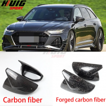 LHD 2 stücke Carbon Fiber OX Hörner Typ Rückspiegel Abdeckung Shell Caps Für Audi A6 C8 S6 RS6 ABT A7 S7 RS7 4K8 A8 D5 2018-2021