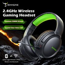 BINNUNE 2,4 GHz kabellose Gaming-Kopfhörer BW02 mit Flip-Mikrofon, Bluetooth-Headsets, Gamer für Ps5/4, PC, Mac, Laptop, Computer