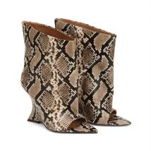 2005SoleLadies' Spring/Summer New Fish Mouth Slope High Heel Short Boots with Pointed Toe Exposed Cool Boots, Mid Top Boots