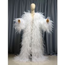 Fashion stage beauty Pageant Dress Queen Cloak Evening Party Long Jacket Full Sleeves Women Cape Vest wedding cloak custom color
