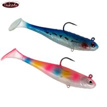 TAKEDO 2PCS/Set 120MM 27G Soft Lure Lead Jig Head Swim Bait Sinking Sea Fishing Lure T Tail PVC Aritificial Bait Bass
