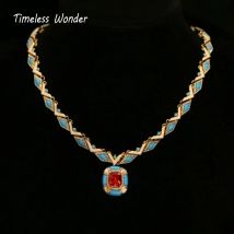 Timeless Wonder Retro Zirkon Geo Pave Ketten Halsketten für Frauen Designer Edlen Schmuck Runway Top Luxus Seltenes Set Ordentlich 5623