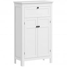 HOMCOM Mueble de Baño Columna de Baño con Cajón 2 Puertas y Estantes Ajustables Armario de Baño Moderno 60x30x102,5 cm Blanco