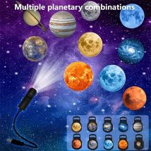 Projektor LED Gwiazdy Galaktyki Księżyc Ziemia Dekoracja Ścienna Wymienne Wzory Projekcji Lampka Nocna do Dekoracji Domu Sypialni