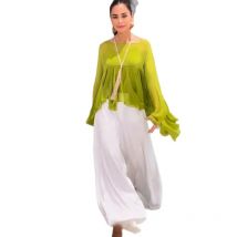 New Spring Summer Chiffon Shirt Irregular Shawl + Two-piece Set Of Pants Fashion Elegant Casual Loose Two Piece Outfits Woman