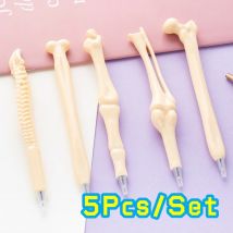5Pcs Type 1.0 Bone Ballpoint Pens Length 14.7cm Blue Ink Bone Shaped School Pens Press Bone Bone Shape Ballpoint Nurse