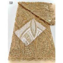 Luxury African Groom Sequins Lace Fabric High Quality Beaded Embroidery Lace French Tulle for Nigerian Wedding Dresses Material