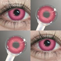 FUNSACHY 1 Paar bunte Cosplay-Kontaktlinsen für Augen, farbig, modisch, rosa Kontaktlinsen, grün, kosmetische Pupille, jährliche rote Linse