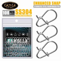 CAZULO 100 Stück Angelhakenschnalle 304 Edelstahl Schnallenstift Rolling Rotary Bait Connector Angelwerkzeug Zubehör und Werkzeug