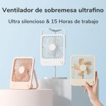 JISULIFE-ventilador de escritorio pequeño portátil, ventilador de mesa ultrasilencioso, ventilador de refrigeración recargable por USB con 4 velocidades, potente ventilador para oficinas