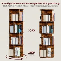 Quercia e tè 360 °   Libreria girevole in legno a 4 piani, salvaspazio e multifunzionale per ufficio, soggiorno |   Marrone