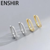 ENSHIR U-Form Geometrische Intarsien Zirkon Creolen Für Frauen Männer Einfache Französisch Schmuck Täglichen Großhandel
