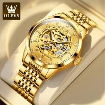 OLEVS 9920 Herrenuhren aus massivem Edelstahl, wasserdicht, leuchtende Herrenuhr, luxuriös, hohl, original, automatische mechanische Uhren