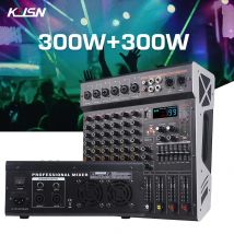 6 Channel 99 DSP 300Wx2 Amplifier Mixer Digital Professional Powered Audio Mixing Console Sound Mixer with Bluetooth USB