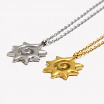 E.B.belle Romantic Statement Hollowed Spiral Sun Pendant Necklace Stainless Steel Tarnish Free Women's Jewelry Gift
