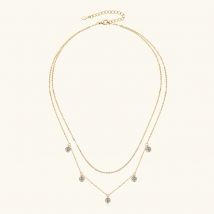 Iogou original Sterling Silber Doppels chicht Moissan ite Anhänger Halsketten für Frauen Luxus Hochzeit Schmuck Schlüsselbein Halsketten