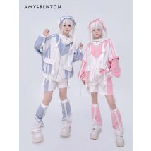 Japanische zwei dimensionale Kleidung trägt weibliche Original Mine Subkultur übergroße Kapuzen jacke Freizeit hose zweiteilige Sets