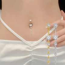 Kristall Lange Herz Baumeln Bauch Piercing Schmuck Für Frauen Mode Baumeln Funkelnden Bauchnabel Ring Herz Nabel Piercing Ombligo