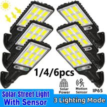 1/2/6 szt. Czujnik ruchu Solarne światła zewnętrzne Wodoodporne 117COB LED Security Wall Lights