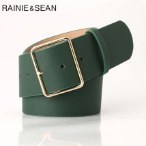 RAINIE SEAN Armeegrüner Damengürtel Damen-Taillengürtel für Hosen Lässige Dornschließe Pu-Leder Breiter Gürtel Damen-Accessoires 104 cm