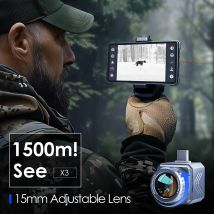 X3 60Hz Visione notturna termica monoculare 1500m per caccia Telescopio binoculare per visione notturna con obiettivo regolabile da 15 mm