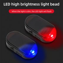 Mini LED per auto Spia solare Simulazione di sicurezza notturna Allarme Spia antifurto wireless Flash rosso Decorazione interna