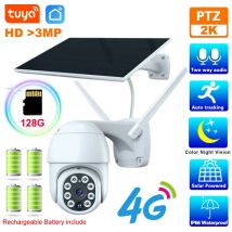 Cámara de seguridad Solar Tuya 4G, vigilancia impermeable para exteriores, CCTV, detección PIR, aplicación Smart Life, cámara PTZ de 3MP sin tarjeta SIM
