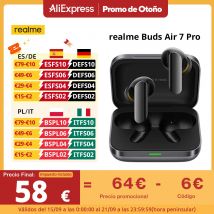 Wersja globalna realme Buds Air 7 Pro Bezprzewodowe słuchawki douszne 53dB Redukcja szumów w czasie rzeczywistym 11+6mm Dual-DAC Driver Al Tłumacz na żywo