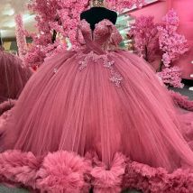 Maßgeschneidertes elegantes rosa Quinceanera-Kleid, Ballkleid, Perlenapplikation, Korsett, Festzug, Sweet 15, Party, abgestuftes Rüschen-Abschlussball-Partykleid