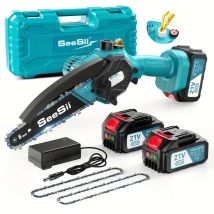 Seesii-Mini motosierra eléctrica inalámbrica de 6 pulgadas, herramientas de sierra de poda de jardín para carpintería recargable para Pin de batería Makita de 18V